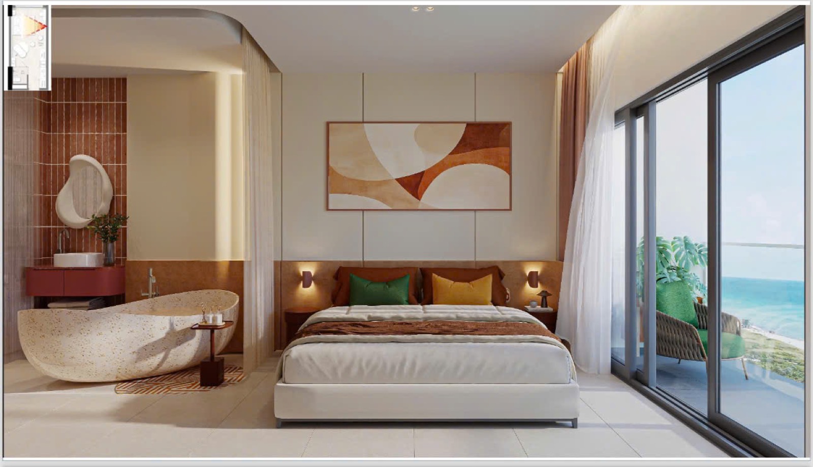 Căn mẫu studio view biển full nội thất